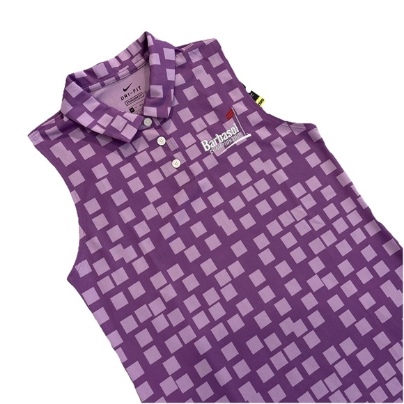 NWT Nike XS Purple Design‎ Barbasol Championship Sleeveless DRI-FIT Golf Polo - Picture 1 of 8